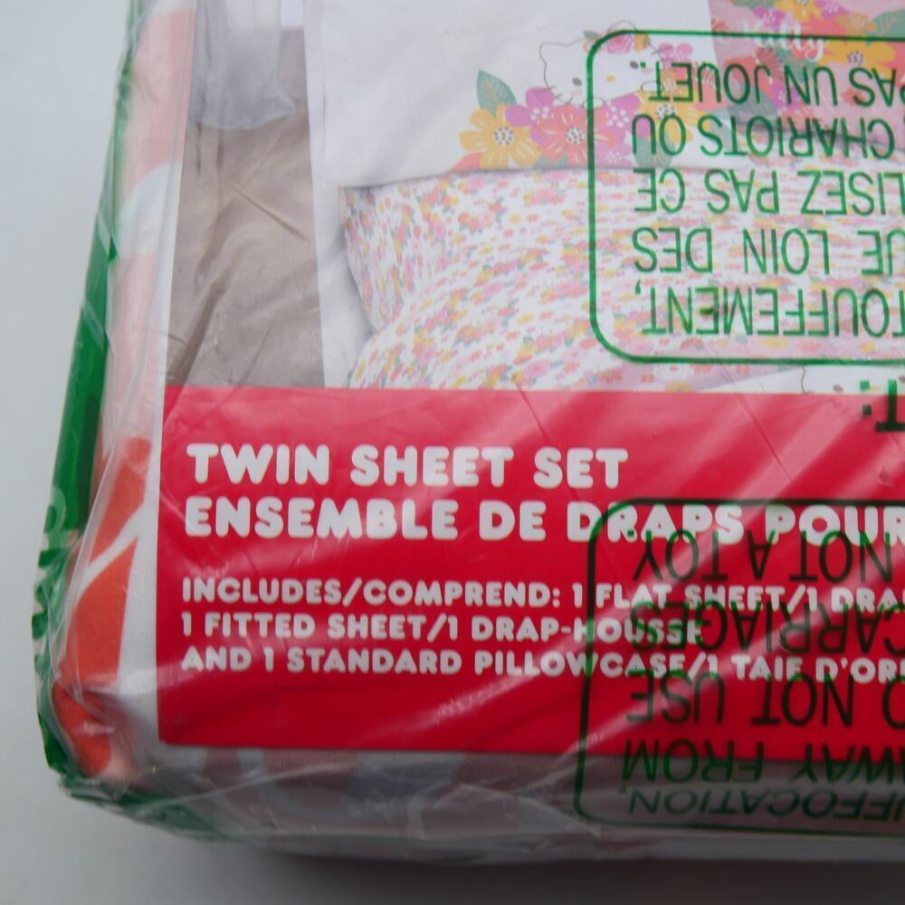 NEW Jay Franco Hello Kitty Floral Grace 3 Piece Twin Size Sheet Set Girls - Picture 5 of 6
